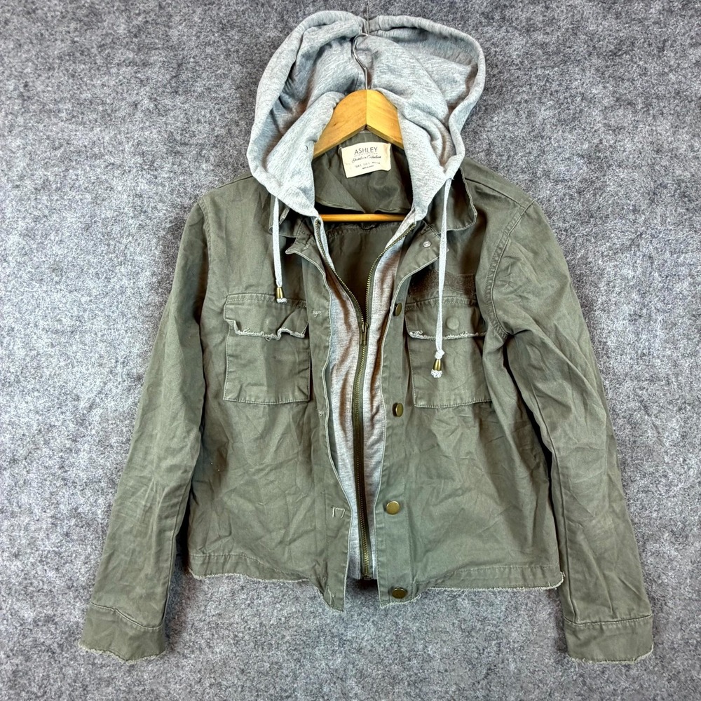 Ashley by 26 International Hybrid Hoodie Jacket Women S Green Grunge Utility